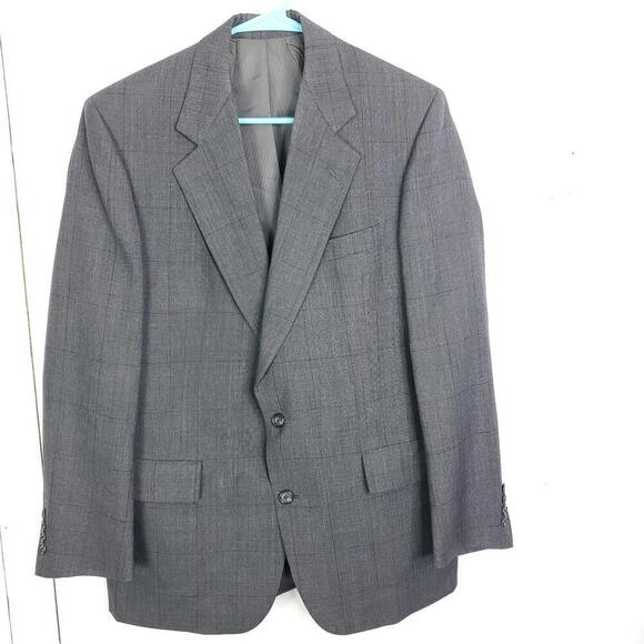 Hart Schaffner Marx Blazer Mens 42R Heritage Plus Plaid Two Button Gray - Picture 1 of 10